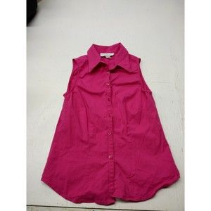 VINTAGE Gemilli Shirt Womens XLarge Pink Sleeveless Button Up Blouse Top USA